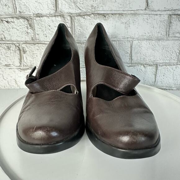 Dansko Brown Heels Tara Nappa Mary Jane Leather Buckle Strap Neutral 9 39 - Picture 3 of 12